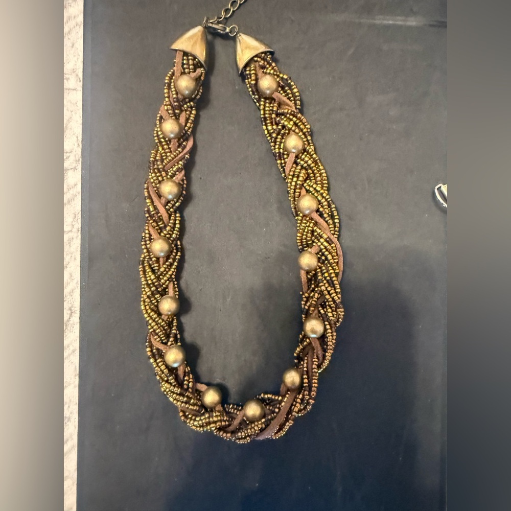 Braided Bronze Seed Bead Necklace